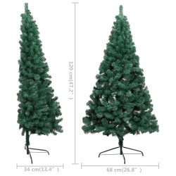 vidaXL Albero di Natale Artificiale a Metà Supporto Verde 120 cm PVC