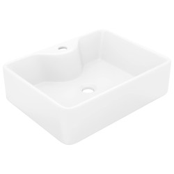 Lavandino Bagno in Ceramica Bianca Quadrato con Foro per Rubinetto