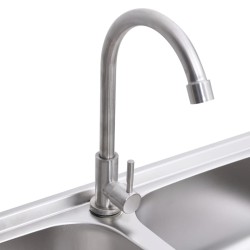 vidaXL Lavello da Campeggio Vasca Doppia con Rubinetto in Acciaio Inox