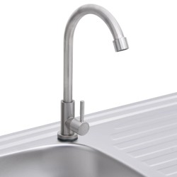 vidaXL Lavello da Campeggio Vasca Singola con Rubinetto Acciaio Inox