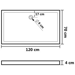 vidaXL Piatto Doccia in ABS Rettangolare Bianco 70x120 cm