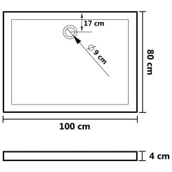 vidaXL Piatto Doccia in ABS Rettangolare Nero 80x110 cm