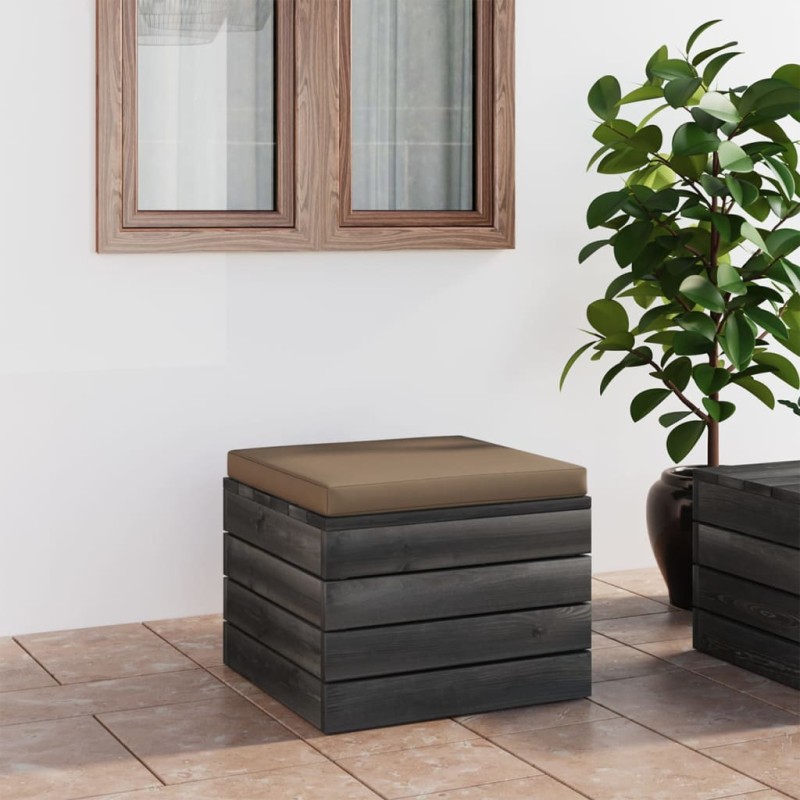 vidaXL Pouf da Giardino su Pallet con Cuscino Talpa in Legno di Pino