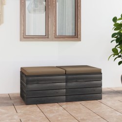 vidaXL Pouf da Giardino su Pallet 2 pz con Cuscini in Massello di Pino