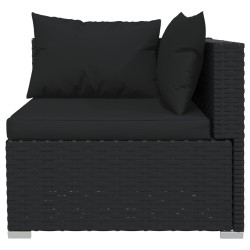 vidaXL Set Divani da Giardino 3 pz con Cuscini in Polyrattan Nero