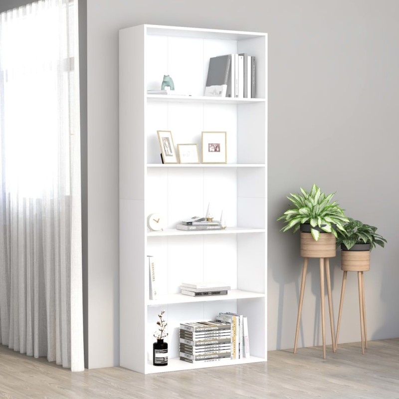 vidaXL Libreria a 5 Ripiani Bianca 80x30x189 cm in Truciolato