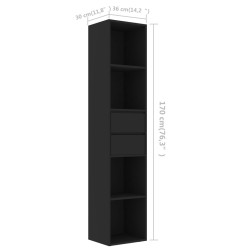 vidaXL Libreria Nera 36x30x171 cm in Truciolato