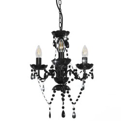   Lampadario con Perline Nero Tondo 3 E14