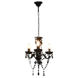   Lampadario con Perline Nero Tondo 3 E14