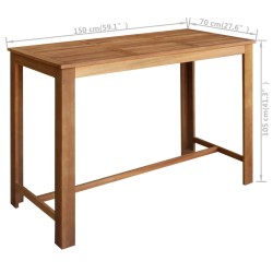   Tavolo da Bar in Legno Massello di Acacia 150x70x105 cm