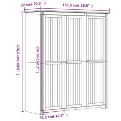 vidaXL Armadio BODO 151,5x52x176,5 cm in Legno Massello di Pino Grigio