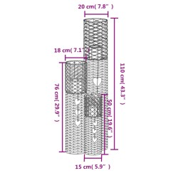 vidaXL Portacandele 3 pz in Vimini Grigio