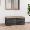   Pouf da Giardino su Pallet 2 pz con Cuscini in Massello di Pino