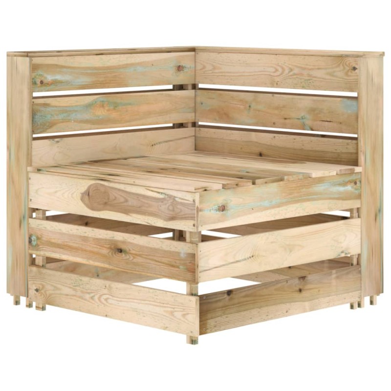 Divano Angolare da Giardino su Pallet Legno di Pino Impregnato