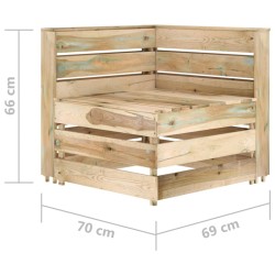 Divano Angolare da Giardino su Pallet Legno di Pino Impregnato