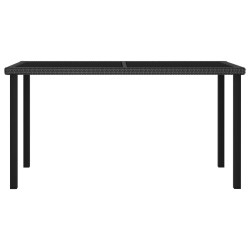   Tavolo da Pranzo da Giardino Nero 140x70x73 cm in Polyrattan