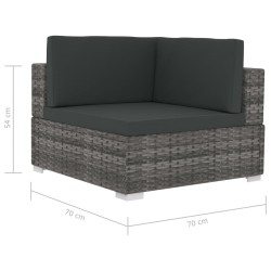   Poltrone Modulari ad Angolo con Cuscini 2 pz Polyrattan Grigio