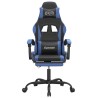 Sedia da Gaming Girevole con Poggiapiedi Nero e Blu Similpelle