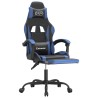 Sedia da Gaming Girevole con Poggiapiedi Nero e Blu Similpelle