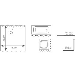 RIDDER Tenda da Doccia Madison 180x200 cm