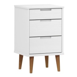   Comodino MOLDE Bianco 40x35x65 cm in Legno Massello di Pino