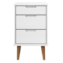   Comodino MOLDE Bianco 40x35x65 cm in Legno Massello di Pino