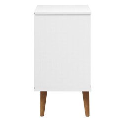   Comodino MOLDE Bianco 40x35x65 cm in Legno Massello di Pino