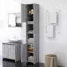   Armadio Bagno Rovere Grigio 30x30x183,5cm Legno Ingegnerizzato