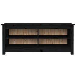   Scarpiera Nera 110x38x45,5 cm in Legno Massello di Pino