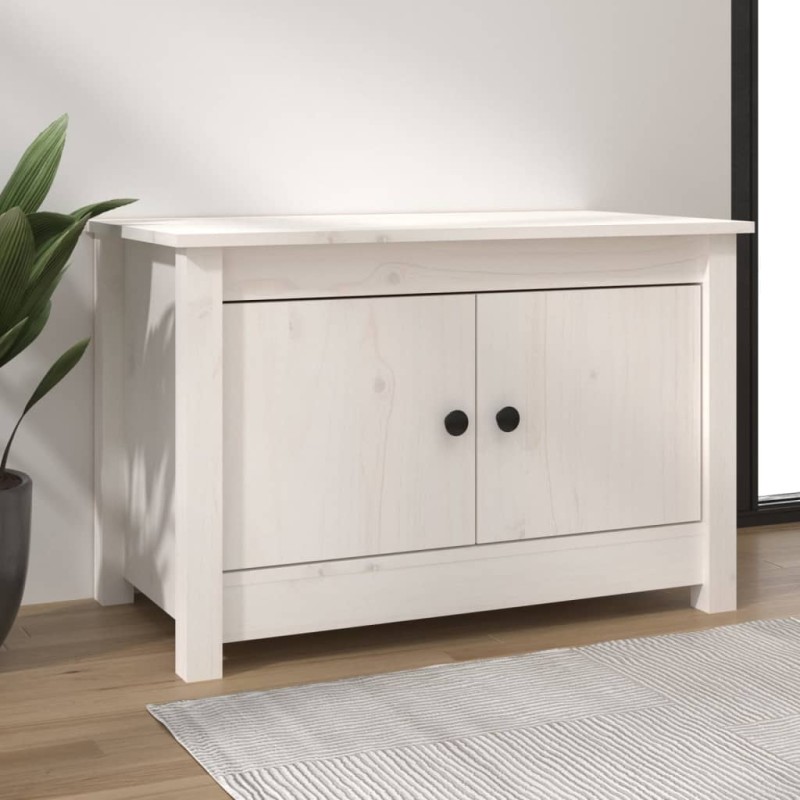   Scarpiera Bianca 70x38x45,5 cm in Legno Massello di Pino