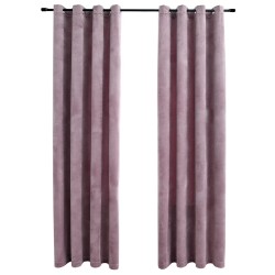   Tende Oscuranti con Anelli 2pz Rosa Antico in Velluto 140x245cm