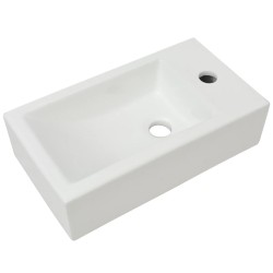   Lavandino con Foro Rubinetto Rettangolare Ceramica 46x25,5x12cm