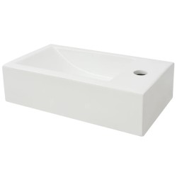   Lavandino con Foro Rubinetto Rettangolare Ceramica 46x25,5x12cm