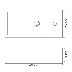   Lavandino con Foro Rubinetto Rettangolare Ceramica 46x25,5x12cm