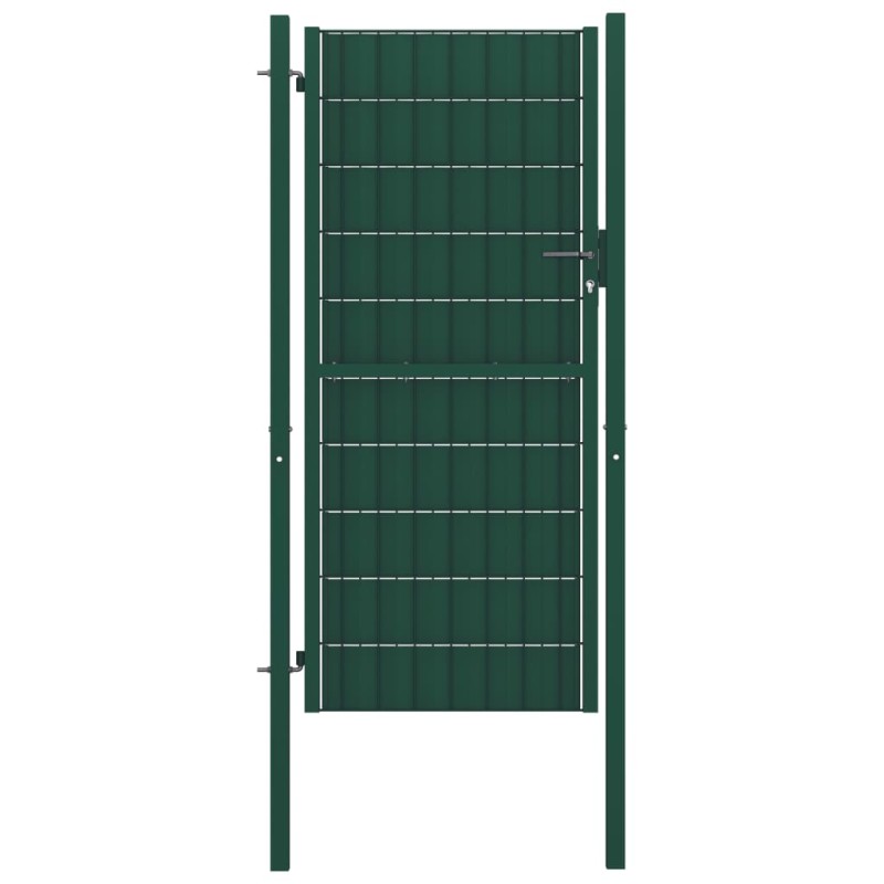 Cancello per Recinzione in PVC e Acciaio 100x204 cm Verde