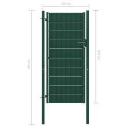 Cancello per Recinzione in PVC e Acciaio 100x204 cm Verde