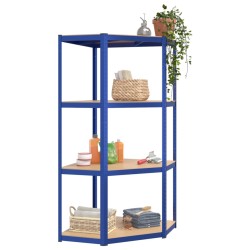 Scaffali a 4 Ripiani 5 pz Blu in Acciaio e Legno ingegnerizzato