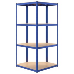 Scaffali a 4 Ripiani 5 pz Blu in Acciaio e Legno ingegnerizzato