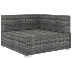   Poltrona Modulare ad Angolo 1 pz con Cuscini Polyrattan Grigio