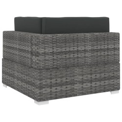   Poltrona Modulare ad Angolo 1 pz con Cuscini Polyrattan Grigio