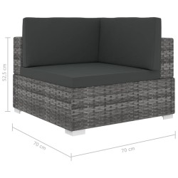   Poltrona Modulare ad Angolo 1 pz con Cuscini Polyrattan Grigio