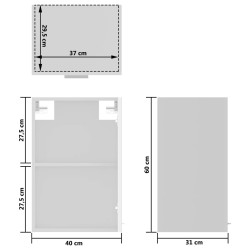   Armadio Sospeso con Vetro Bianco Lucido 40x31x60 cm Truciolato