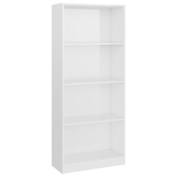   Libreria a 4 Ripiani Bianca Lucida 60x24x142 cm in Truciolato