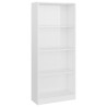   Libreria a 4 Ripiani Bianca Lucida 60x24x142 cm in Truciolato