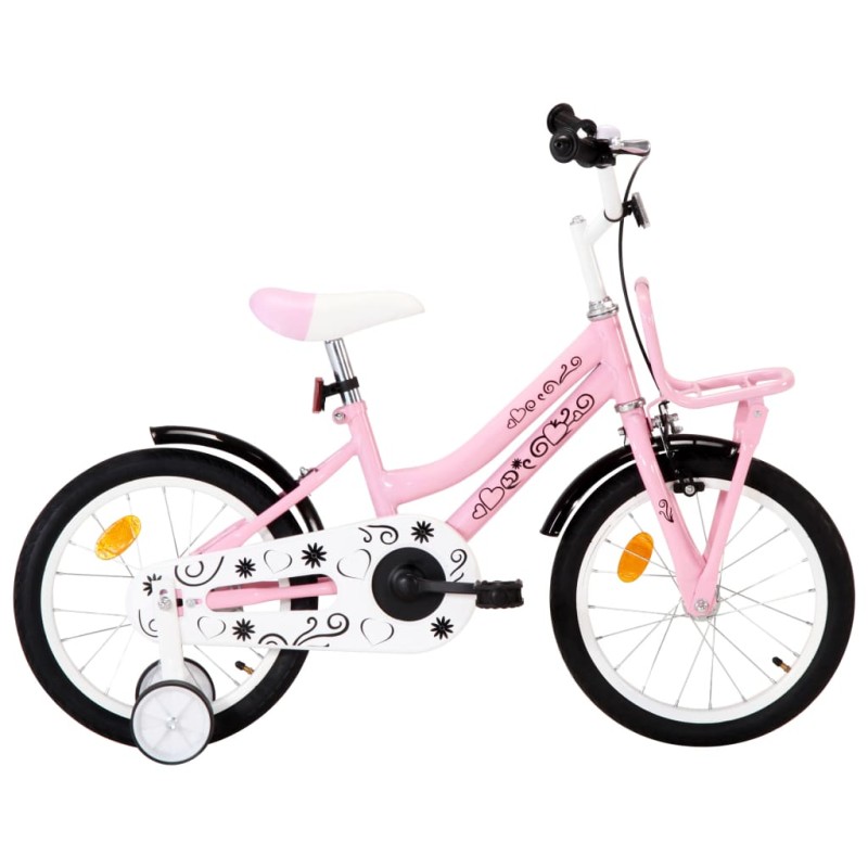 Bici per Bambini con Trasportino Frontale 16'' Bianca e Rosa