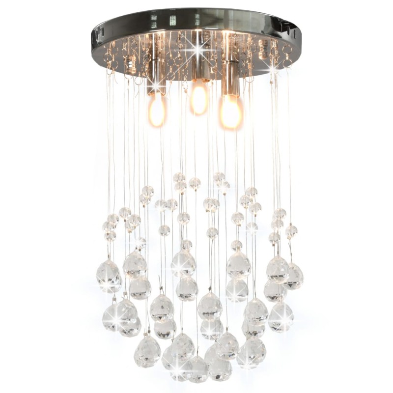   Lampadario Perle di Cristallo a Sfera Argento 3  Lampadine G9