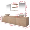   Set Mobili per Bagno 10 pz con Lavandino e Rubinetto Beige