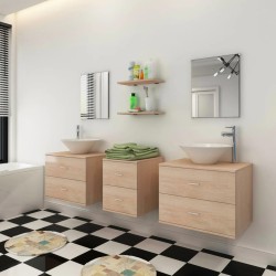   Set Mobili da Bagno con Lavandino 7 pz Beige