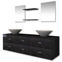   Mobili da Bagno con Lavabo Set 7 pz Nero