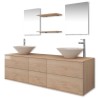   Set Mobili per Bagno 9 pz con Lavandino e Rubinetto Beige